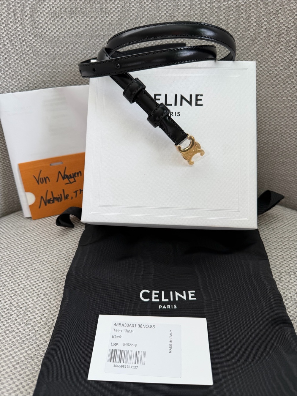 CELINE TRIOMPHE BELT 13MM IN TAURILLON LEATHER